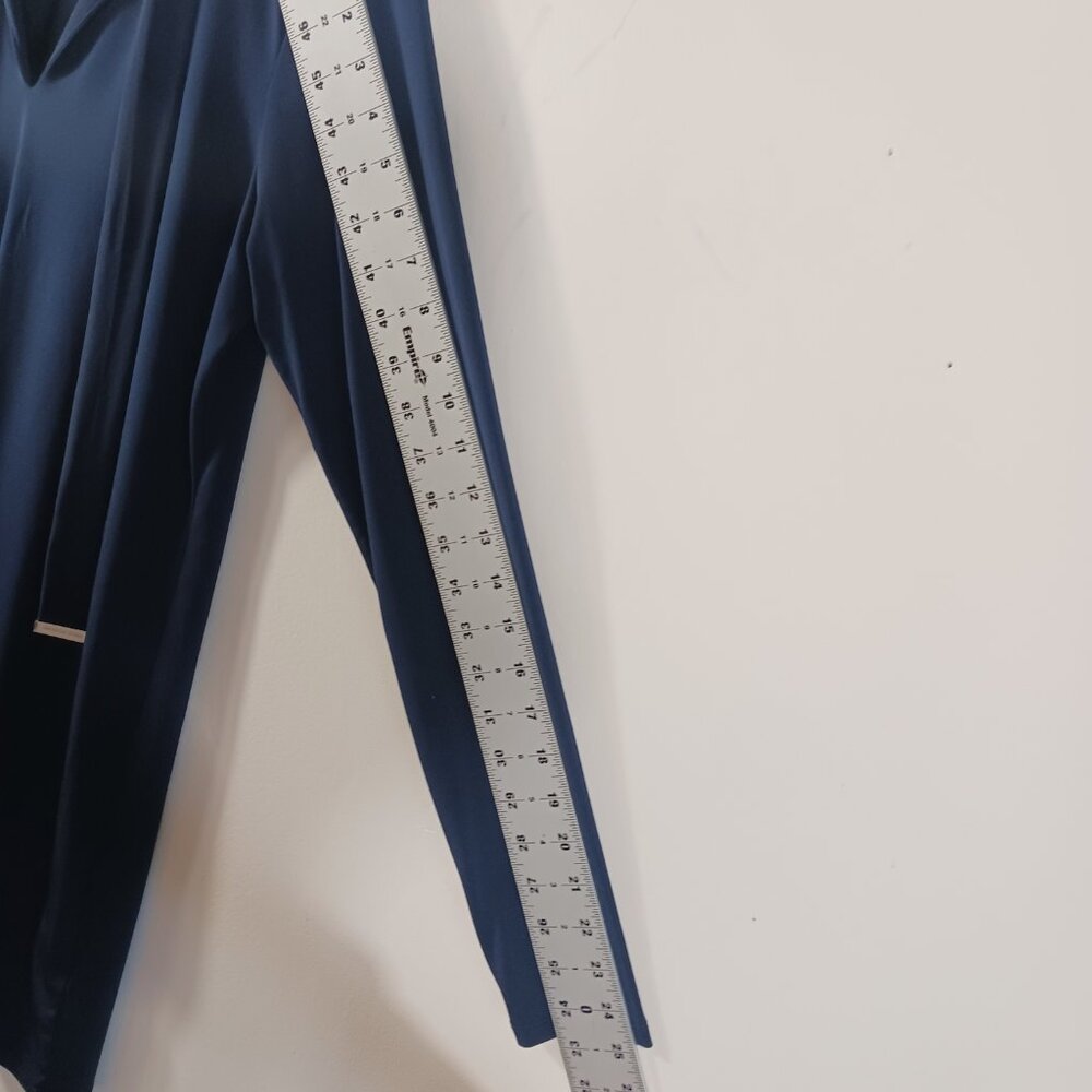 Michael Kors Lightweight Long Sleeve Navy Dress W/ Decorative Tie Neck, SZ Med. - Picture 7 of 16